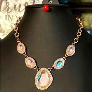 Gold Tone with White Rhinestones